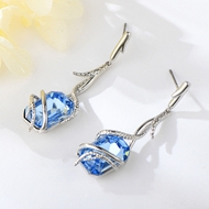 Picture of Good Artificial Crystal Gold Plated Dangle Earrings