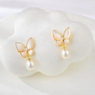 Show details for Gold Plated White Dangle Earrings from Certified Factory