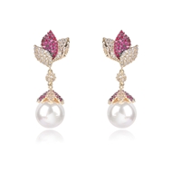 Picture of Eye-Catching Pink Luxury Dangle Earrings