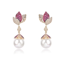 Show details for Eye-Catching Pink Luxury Dangle Earrings