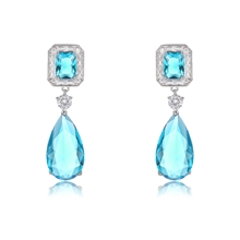 Show details for New Cubic Zirconia Platinum Plated Dangle Earrings