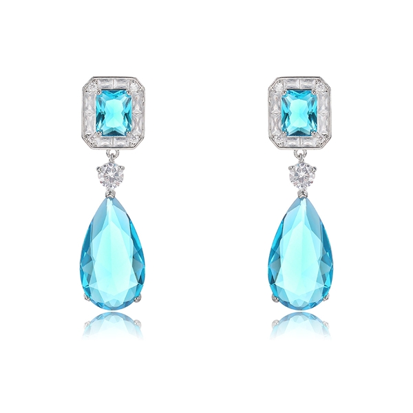 Picture of New Cubic Zirconia Platinum Plated Dangle Earrings