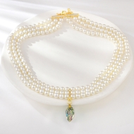 Show details for Classic shell pearl Short Statement Necklace with Fast Shipping
