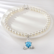 Show details for Great shell pearl Blue Short Statement Necklace
