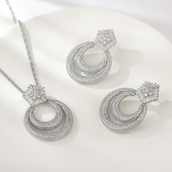 Picture of Nickel Free Platinum Plated White 2 Piece Jewelry Set From Reliable Factory