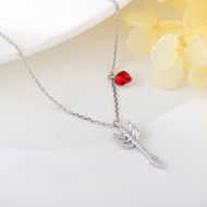 Show details for Low Cost Platinum Plated Red Pendant Necklace with Low Cost