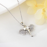 Show details for Elephant White Pendant Necklace with Worldwide Shipping