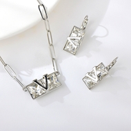 Show details for Wholesale Platinum Plated Zinc Alloy 2 Piece Jewelry Set with No-Risk Return
