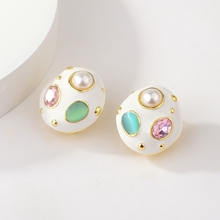 Show details for Trendy Colorful Zinc Alloy Stud Earrings with No-Risk Refund