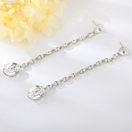 Show details for Charming White Platinum Plated Hoop Earrings at Super Low Price