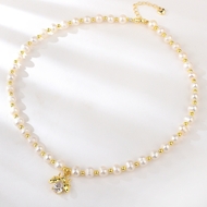 Show details for Copper or Brass White Pendant Necklace in Flattering Style