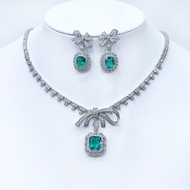 Show details for Buy Platinum Plated Green 2 Piece Jewelry Set with Fast Shipping