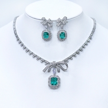 Show details for Buy Platinum Plated Green 2 Piece Jewelry Set with Fast Shipping