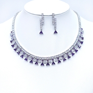 Show details for Unique Cubic Zirconia Platinum Plated 2 Piece Jewelry Set