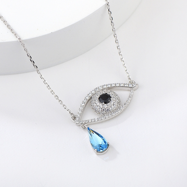 Picture of Trendy Blue 925 Sterling Silver Pendant Necklace