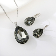 Show details for Buy Platinum Plated Black 2 Piece Jewelry Set with Price