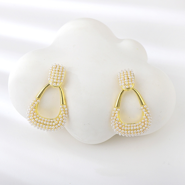 Picture of Good Artificial Pearl Delicate Dangle Earrings