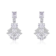 Picture of Buy Platinum Plated Big Dangle Earrings with Wow Elements
