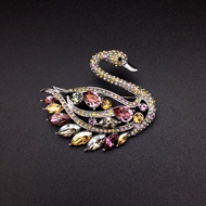 Show details for swan Swarovski Element Brooche with Member Discount