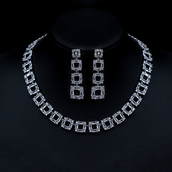 Picture of Luxury Platinum Plated 2 Piece Jewelry Set for Female