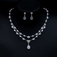 Show details for Inexpensive Platinum Plated White 2 Piece Jewelry Set from Reliable Manufacturer