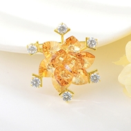 Show details for Copper or Brass Flower Brooche with No-Risk Return