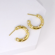 Picture of Nice Artificial Pearl Gold Plated Big Hoop Earrings