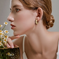 Picture of Amazing Small Gold Plated Huggie Earrings