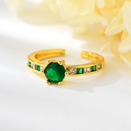Show details for Bulk Gold Plated Green Adjustable Ring Exclusive Online