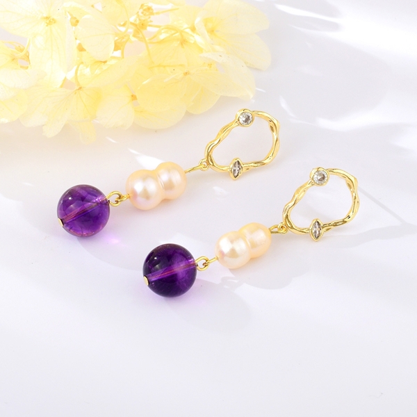 Picture of Latest Medium Nature Amethyst Dangle Earrings