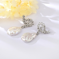 Show details for Copper or Brass Baroque Pearl Dangle Earrings from Certified Factory