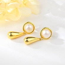 Show details for Filigree Big Artificial Pearl Dangle Earrings