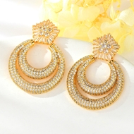 Show details for Bulk Gold Plated Cubic Zirconia Dangle Earrings Exclusive Online