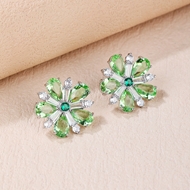Picture of Attractive Green Cubic Zirconia Big Stud Earrings For Your Occasions