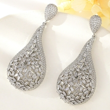 Show details for Low Price Platinum Plated White Dangle Earrings from Trust-worthy Supplier
