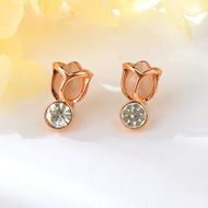 Show details for Designer Rose Gold Plated Pink Big Stud Earrings with No-Risk Return