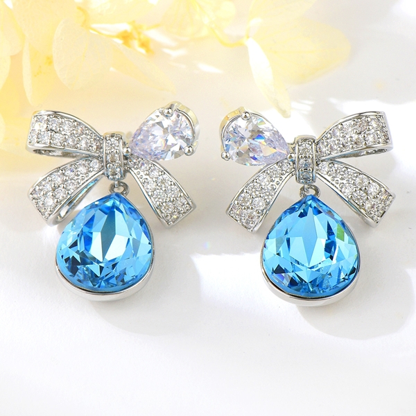 Picture of Bling Big Platinum Plated Dangle Earrings