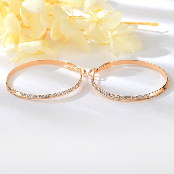 Picture of Designer Rose Gold Plated White Huggie Earrings with No-Risk Return