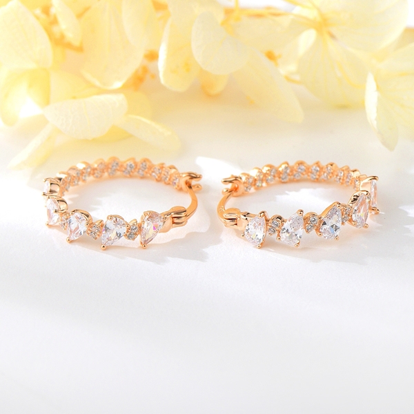 Picture of Distinctive White Rose Gold Plated Huggie Earrings with Low MOQ