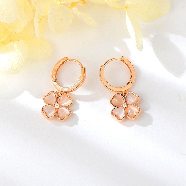 Picture of Nice Cubic Zirconia Rose Gold Plated Dangle Earrings