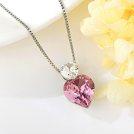 Show details for Low Cost Platinum Plated Love & Heart Pendant Necklace for Female