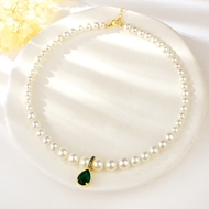 Show details for Copper or Brass Green Pendant Necklace at Great Low Price