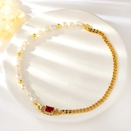 Show details for New Cubic Zirconia Gold Plated Short Chain Necklace