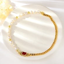 Show details for New Cubic Zirconia Gold Plated Short Chain Necklace