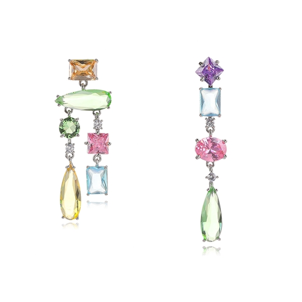 Picture of Low Cost Platinum Plated Colorful Dangle Earrings with Low Cost