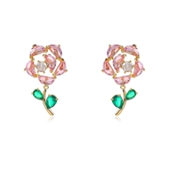 Picture of Impressive Pink Cubic Zirconia Dangle Earrings with Low MOQ