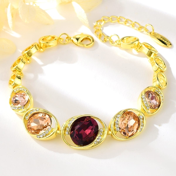 Picture of Most Popular Artificial Crystal Gold Plated Fashion Bracelet