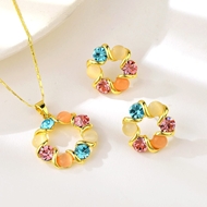 Picture of Pretty Artificial Crystal Flowers & Plants 2 Piece Jewelry Set