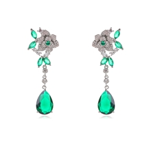 Show details for Sparkling Flowers & Plants Cubic Zirconia Dangle Earrings from Top Designer