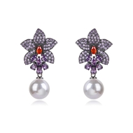 Picture of Most Popular Cubic Zirconia Gunmetal Plated Dangle Earrings